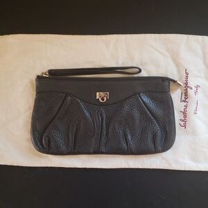 Salvatore Ferragamo Black Leather Wristlet